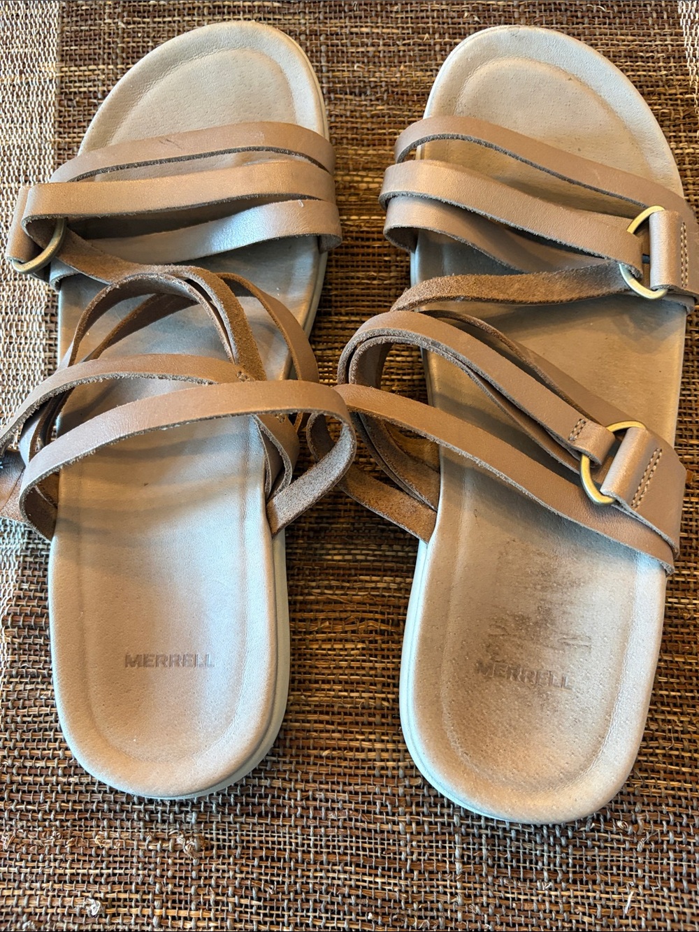 Merrell Women's Brown Multi-Strap Slide Sandals